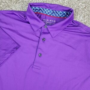 Maelreg Mens Medium Solid Purple Performance Stretch Golf Polo Short Sleeve